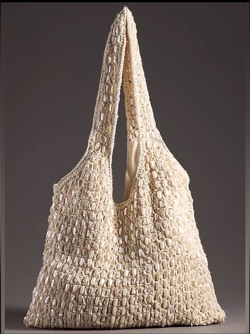 New Anthropologie Pearl Embellished Slouchy Bag One Size